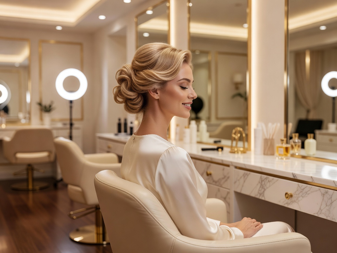 Woman with styled voluminous hair looking elegant
